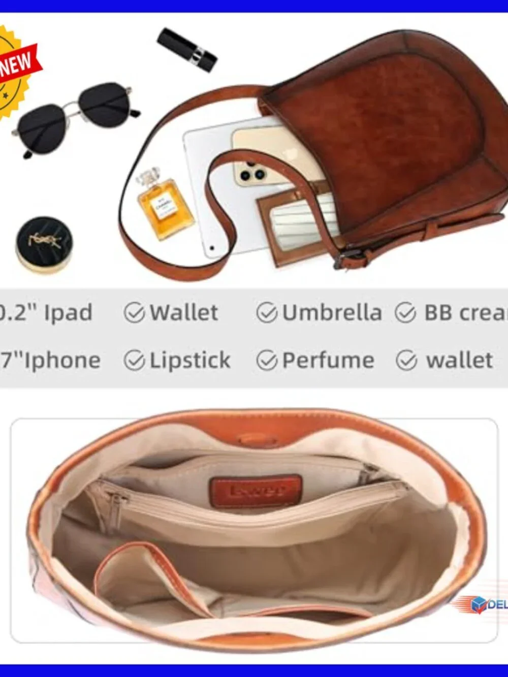 Genuine Leather Hobo Crossbody Bag with Adjustable Strap for Women